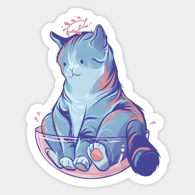 Cute Cat in Container Sticker by Claire Lin